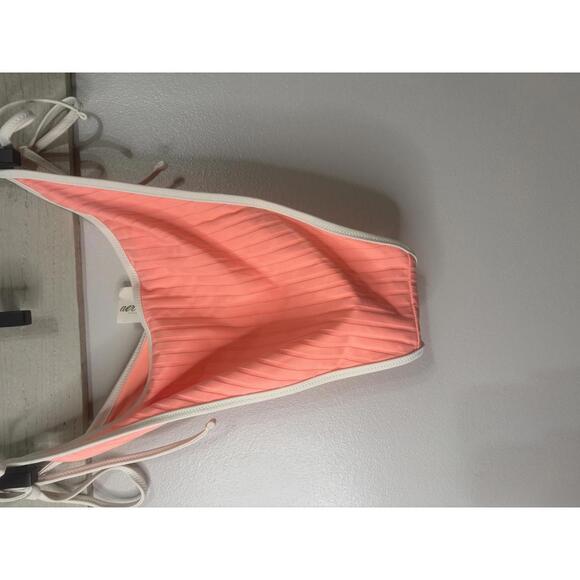 Aerie Pleated Bikini Bottom - Stylish Coral Swimwear XL - Picture 2 of 5